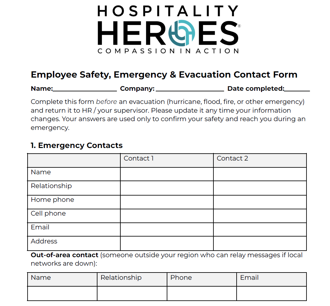 HH Emergency Contact Information Document
